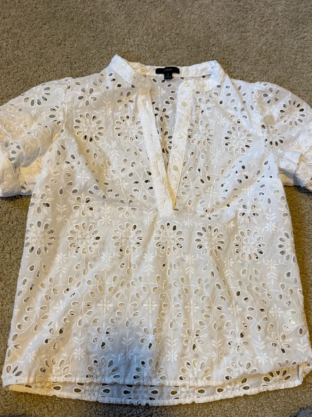 J Crew Puff-sleeve Eyelet Top